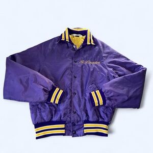 80s Purple and Yellow Western Soccer Varsity Jacket Vintage
